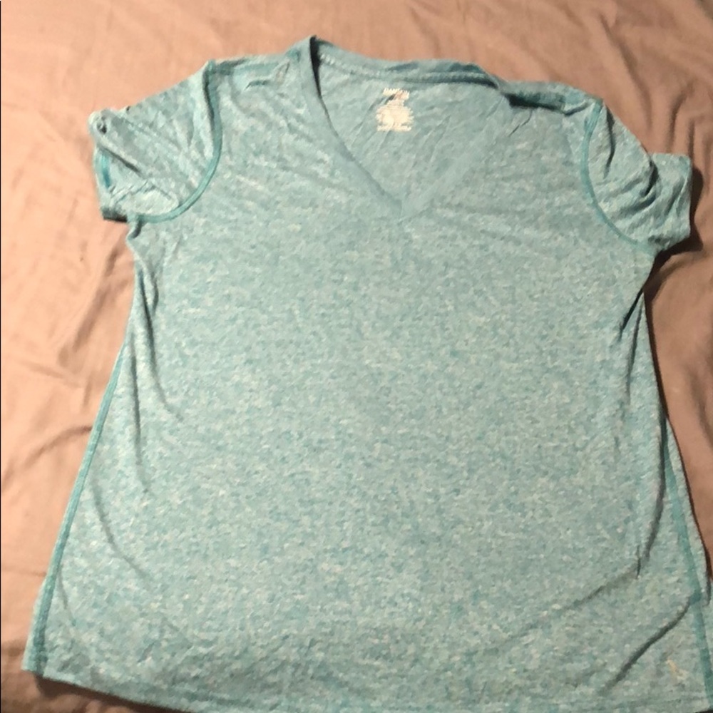 Teal short sleeve v neck tee